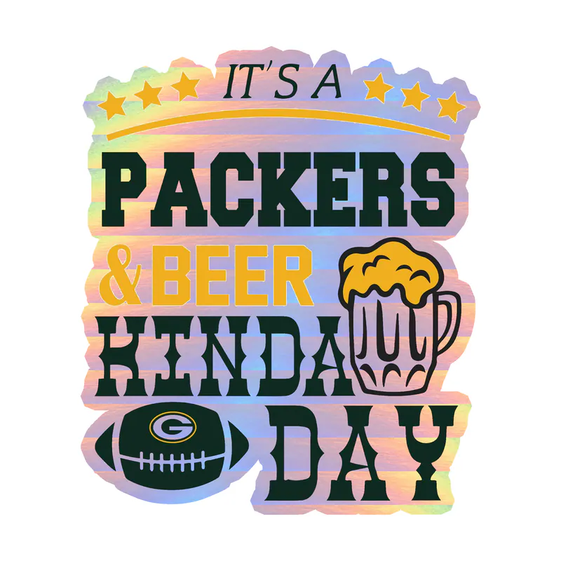 Green Bay Packers - Image 17 - Holographic Vinyl Sticker - Custom Size