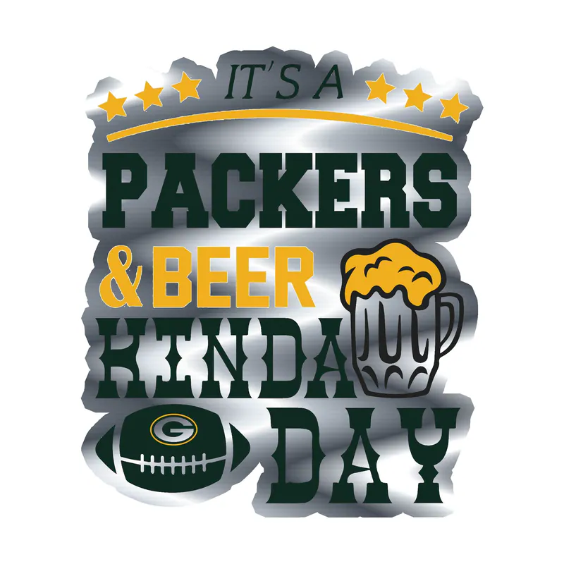 Green Bay Packers - Image 17 - Silver Chrome Vinyl Sticker - Custom Size
