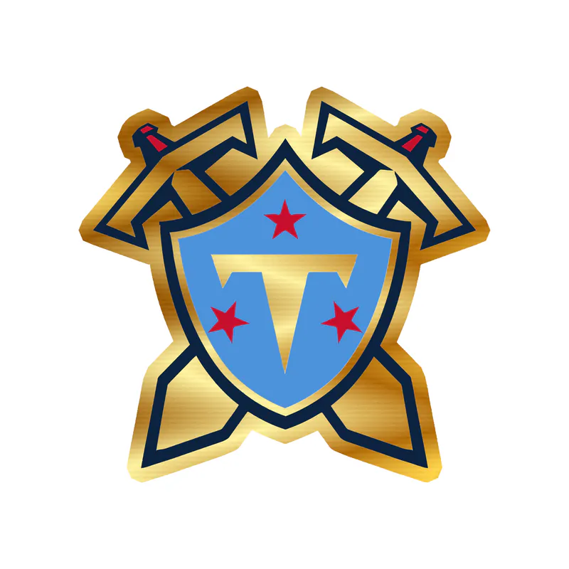Tennessee Titans - Swords with Shield - Gold Chrome Vinyl Sticker - Custom Size