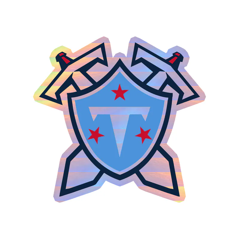 Tennessee Titans - Swords with Shield - Holographic Vinyl Sticker - Custom Size