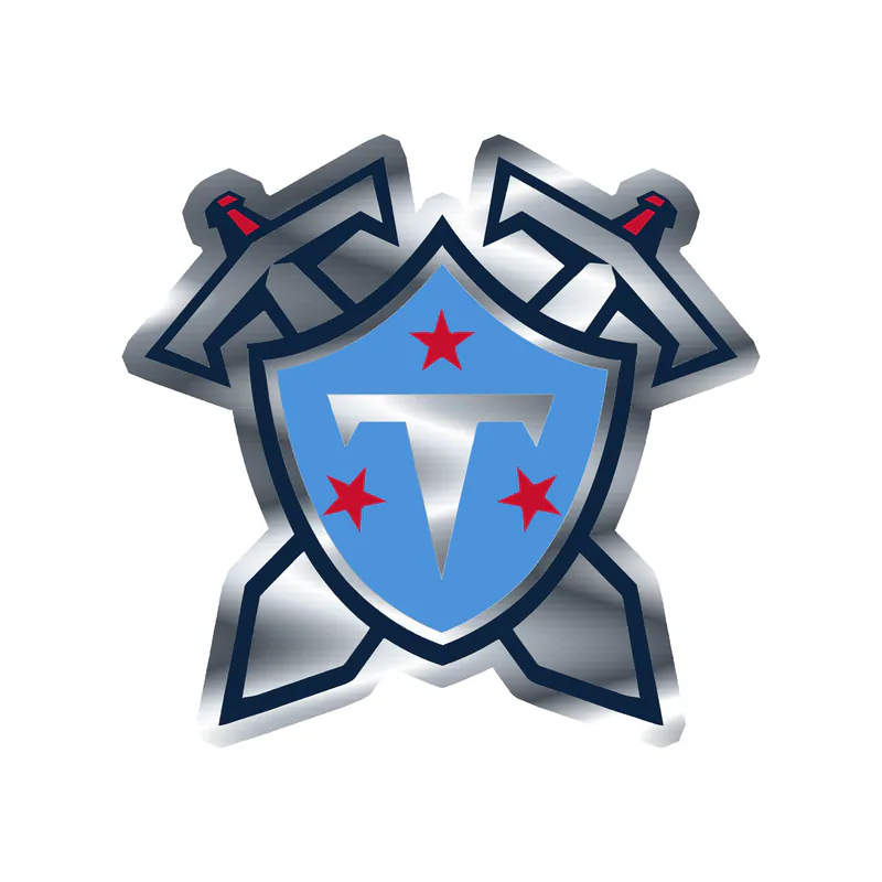 Tennessee Titans - Swords with Shield - Silver Chrome Vinyl Sticker - Custom Size