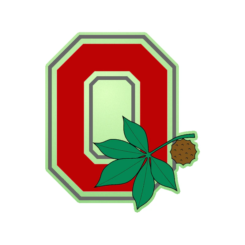Ohio State Buckeyes - Red O With Leaf - Glow in the Dark Vinyl Decal - Custom Size