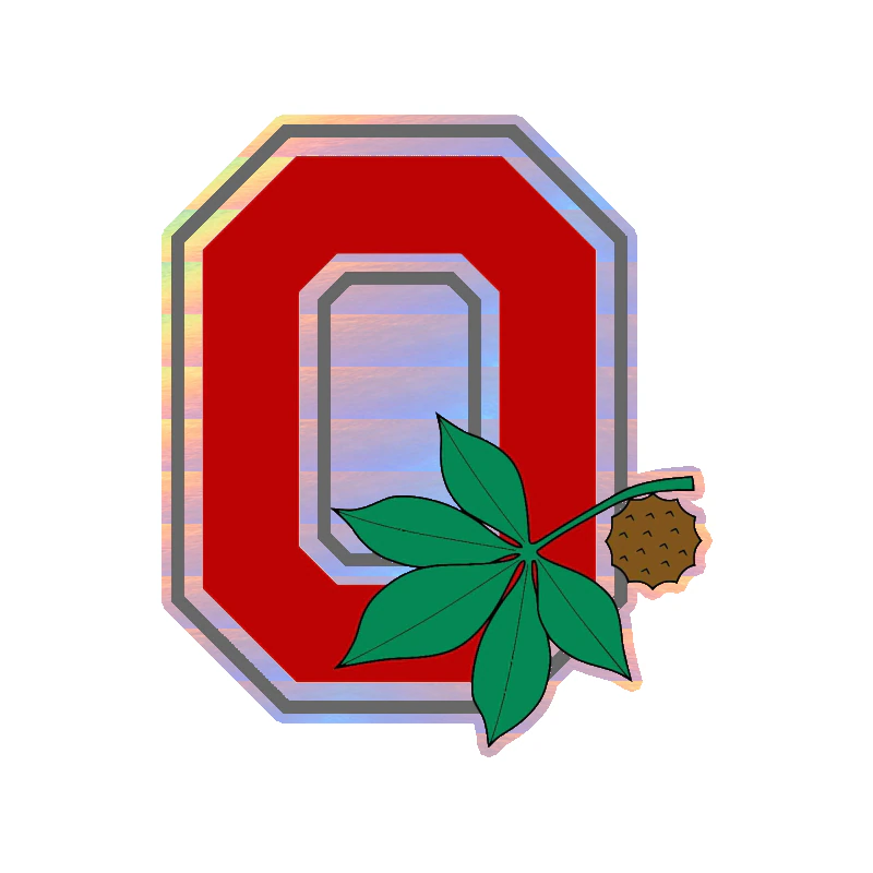 Ohio State Buckeyes - Red O With Leaf - Holographic Vinyl Decal - Custom Size