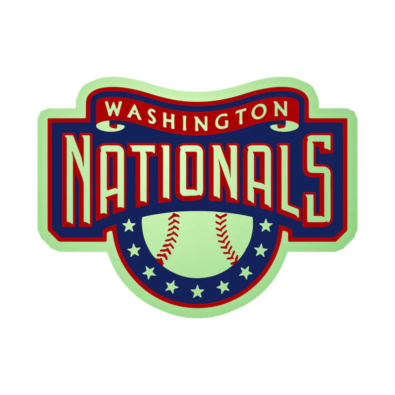 Washington Nationals - Name With Baseball - Glow in the Dark Vinyl Sticker - Custom Size