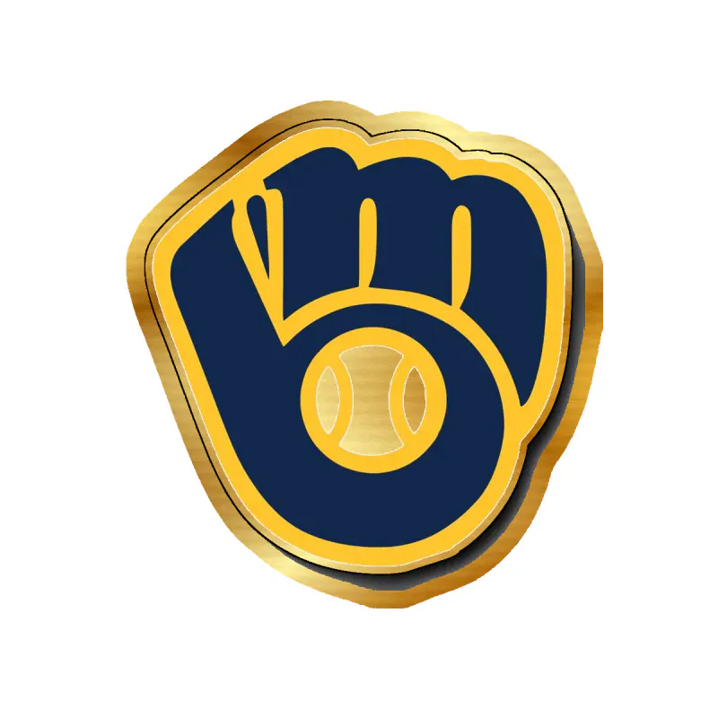 Milwaukee Brewers - Dark Blue Double Lines - Gold Chrome Vinyl Sticker - Custom Size