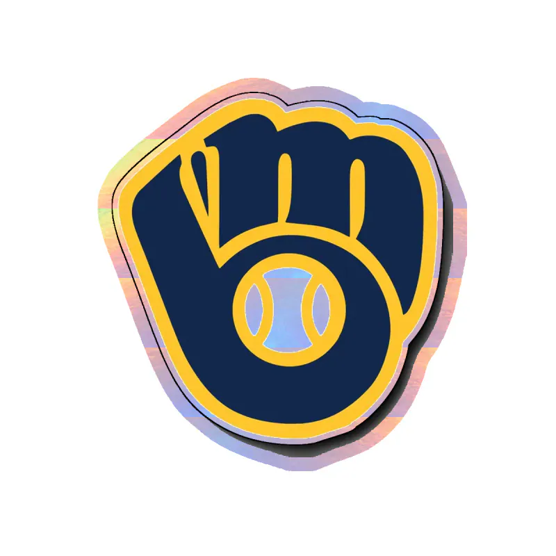 Milwaukee Brewers - Dark Blue Double Lines - Holographic Vinyl Sticker - Custom Size
