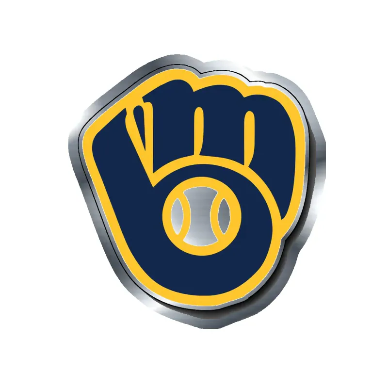 Milwaukee Brewers - Dark Blue Double Lines - Silver Chrome Vinyl Sticker - Custom Size
