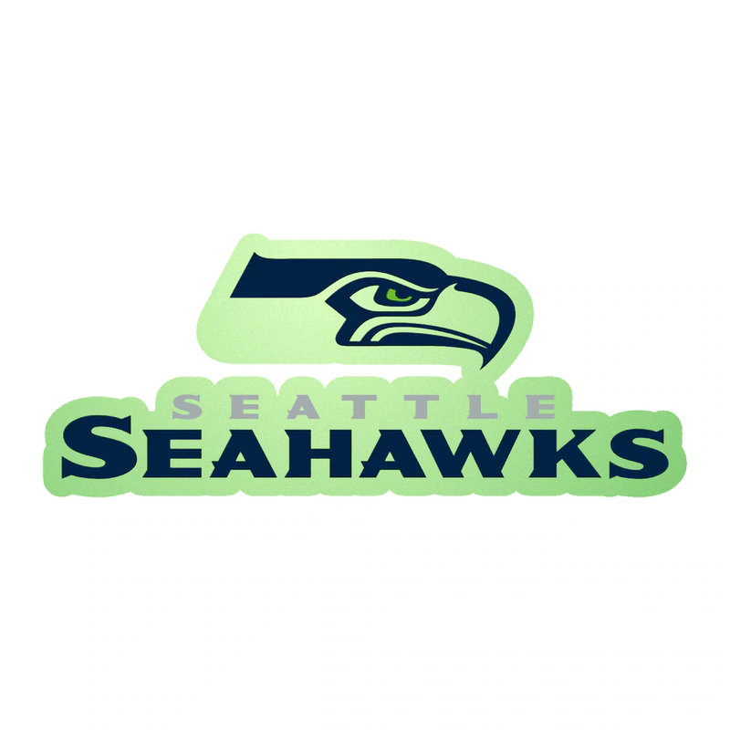 Seattle Seahawks - Seahawk Head with Lettering Below - Glow in the Dark Vinyl Sticker - Custom Size