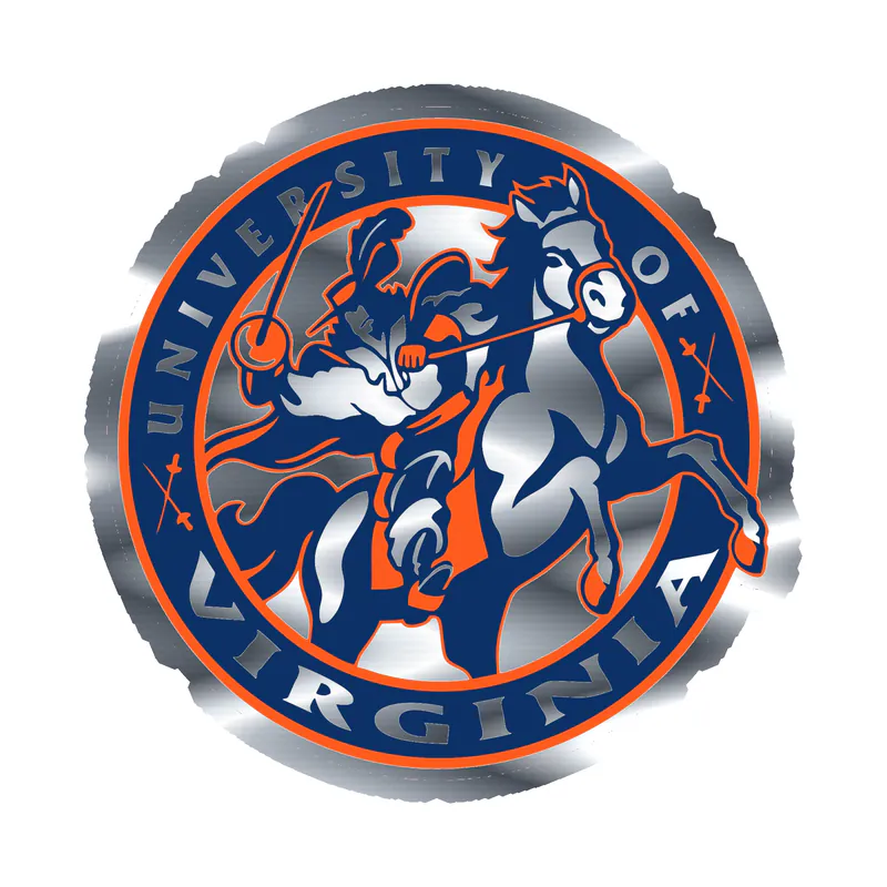 Virginia Cavaliers - Blue Circle - Silver Chrome Vinyl Decal - Custom Size