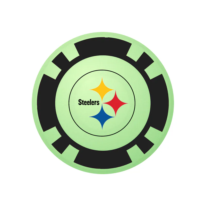 Pittsburgh Steelers - Poker Chip - Glow in the Dark Vinyl Sticker - Custom Size