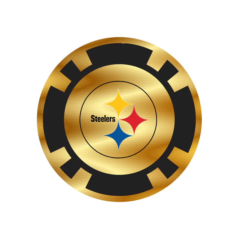 Pittsburgh Steelers - Poker Chip - Gold Chrome Vinyl Sticker - Custom Size