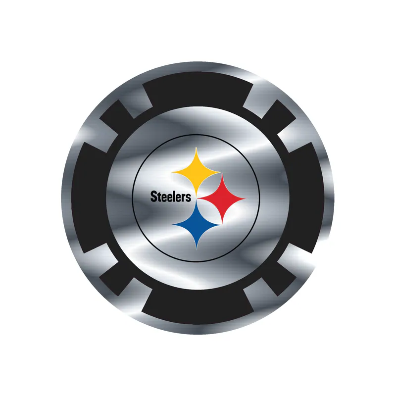 Pittsburgh Steelers - Poker Chip - Silver Chrome Vinyl Sticker - Custom Size