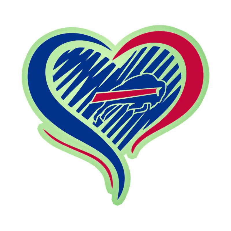 Buffalo Bills - Heart - Image 1 - Glow in the Dark Vinyl Sticker - Custom Size