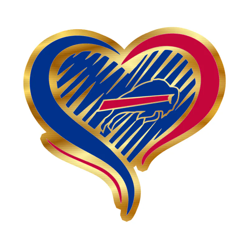Buffalo Bills - Heart - Image 1 - Gold Chrome Vinyl Sticker - Custom Size