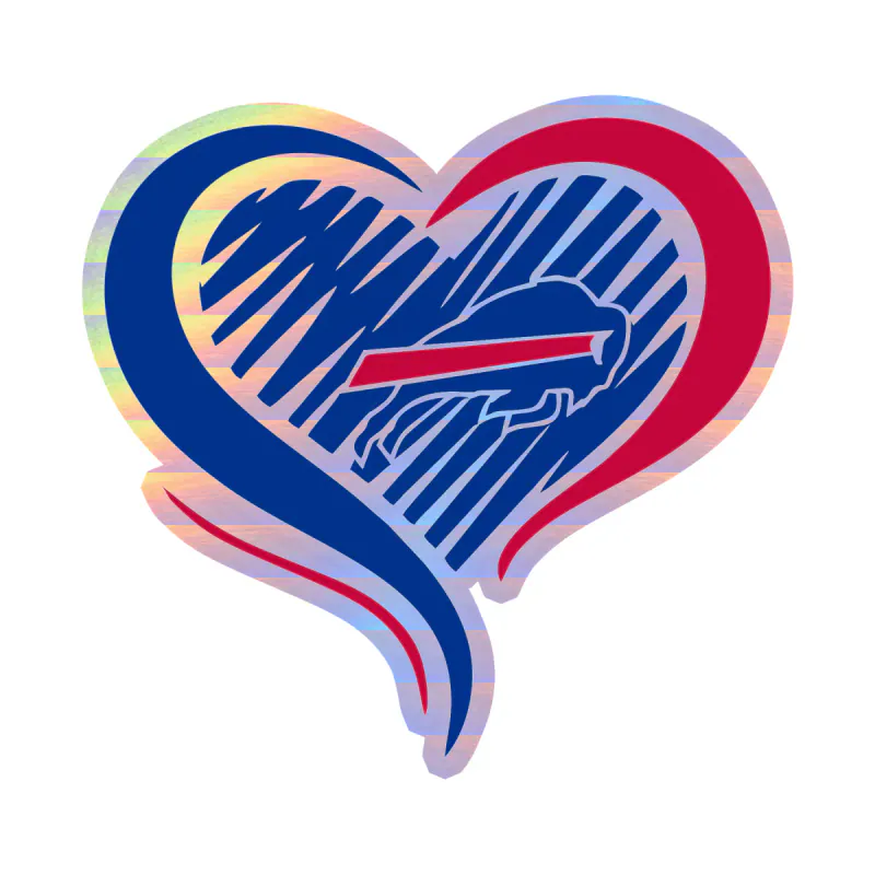 Buffalo Bills - Heart - Image 1 - Holographic Vinyl Sticker - Custom Size