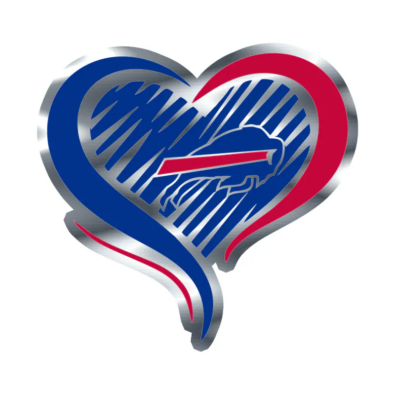 Buffalo Bills - Heart - Image 1 - Silver Chrome Vinyl Sticker - Custom Size