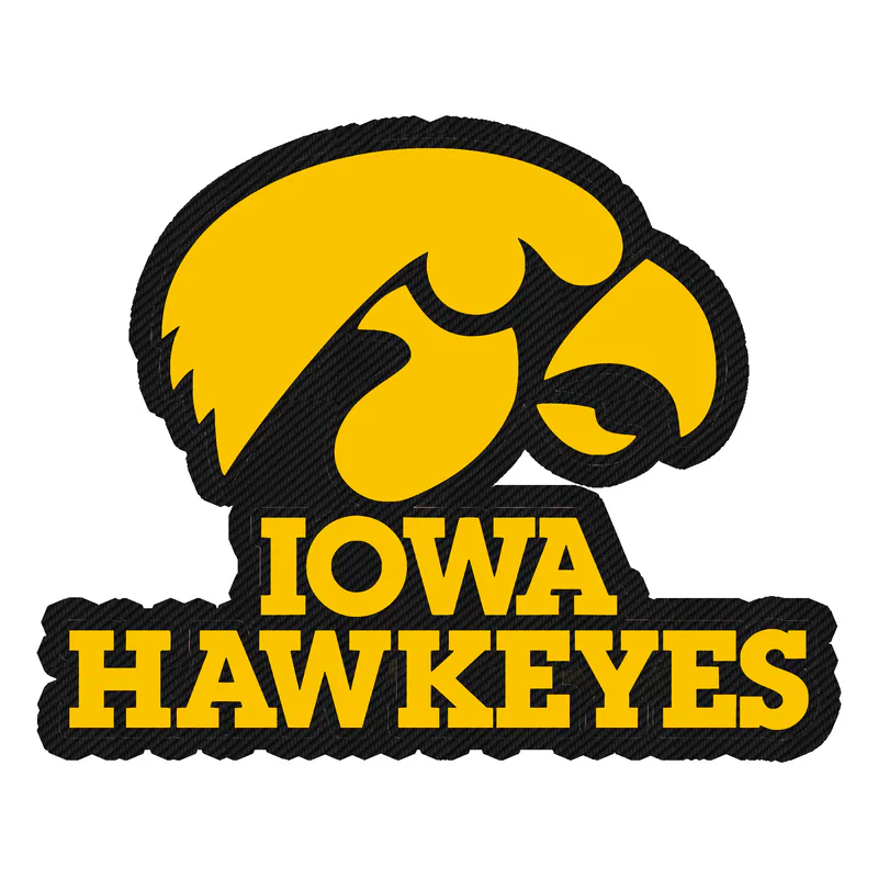 Iowa Hawkeyes - Black Hawk with Lettering - Carbon Fiber Vinyl Decal - Custom Size