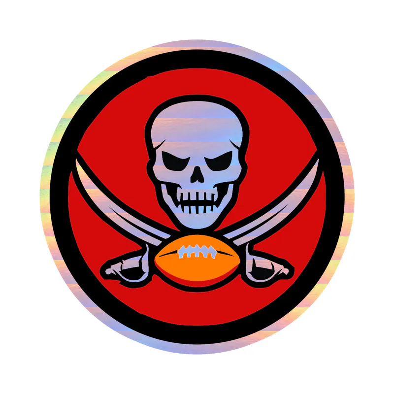 Tampa Bay Buccaneers - Skull Circle - Holographic Vinyl Sticker - Custom Size