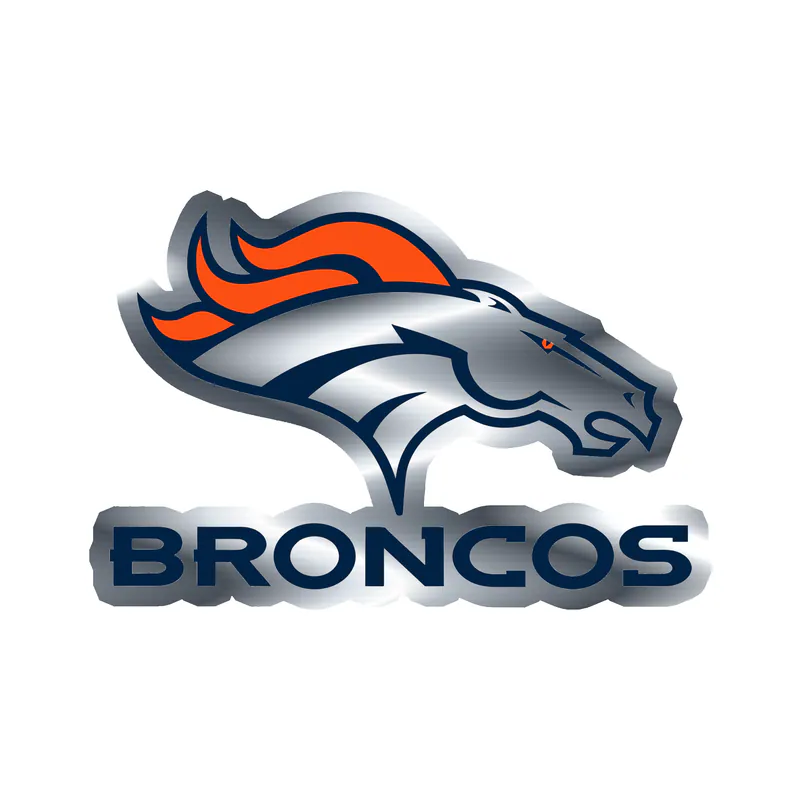 Denver Broncos - Image 1 - Silver Chrome Vinyl Sticker - Custom Size