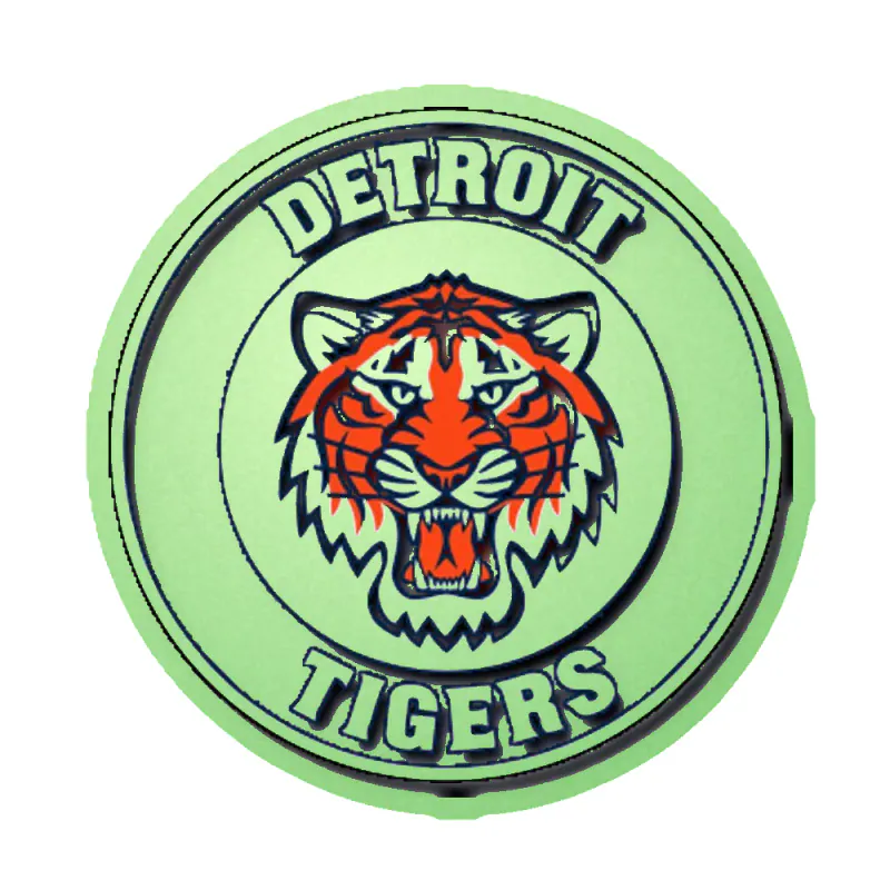 Detroit Tigers - Circle With Tiger Head - Glow in the Dark Vinyl Sticker - Custom Size