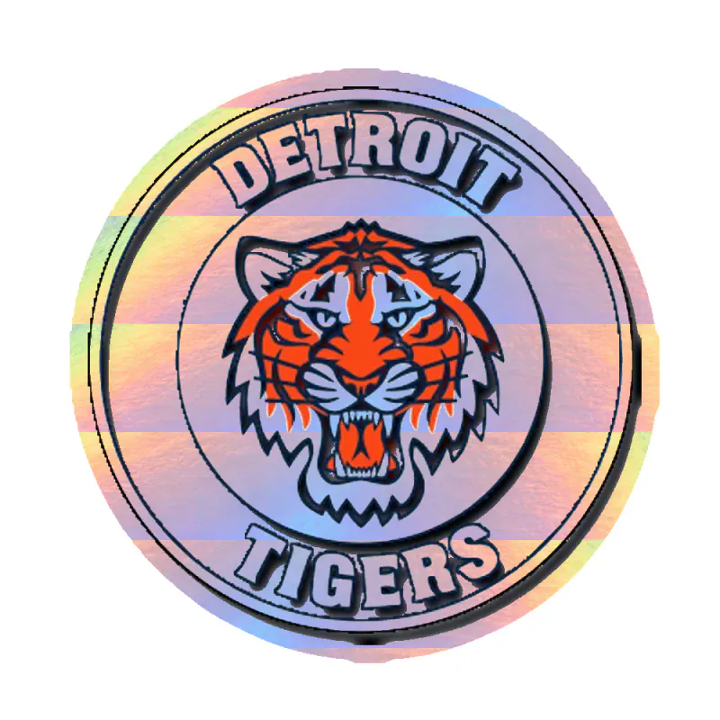 Detroit Tigers - Circle With Tiger Head - Holographic Vinyl Sticker - Custom Size