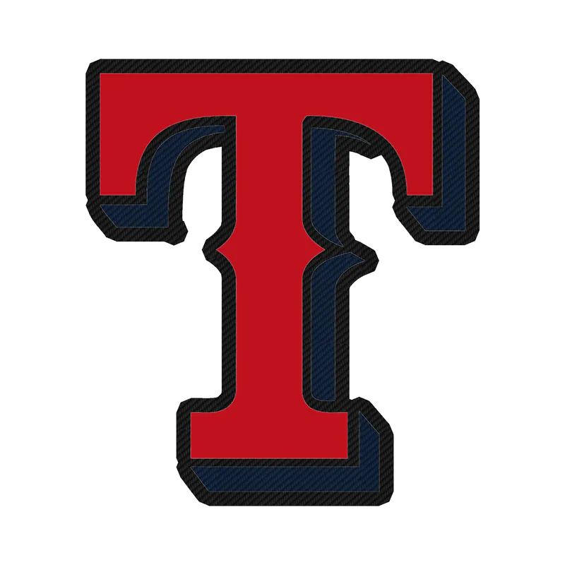 Texas Rangers - Red T - Carbon Fiber Vinyl Sticker - Custom Size