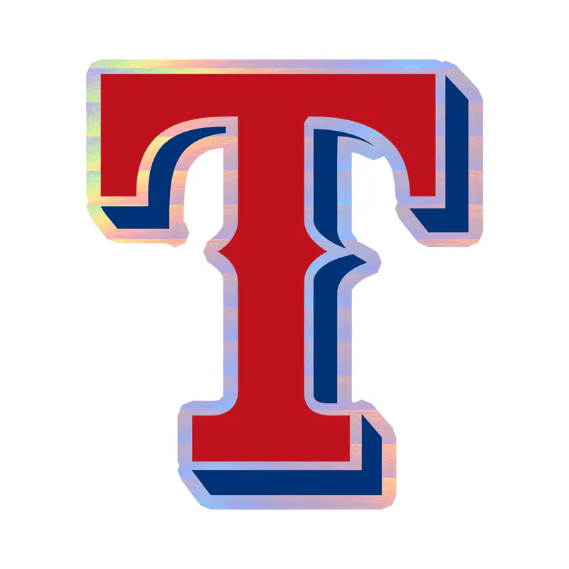 Texas Rangers - Red T - Holographic Vinyl Sticker - Custom Size