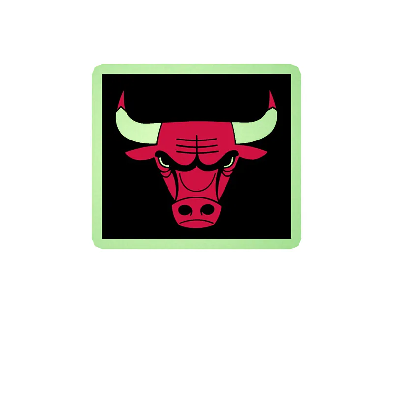 Chicago Bulls - Black Square With Bull Head - Glow in the Dark Vinyl Sticker - Custom Size
