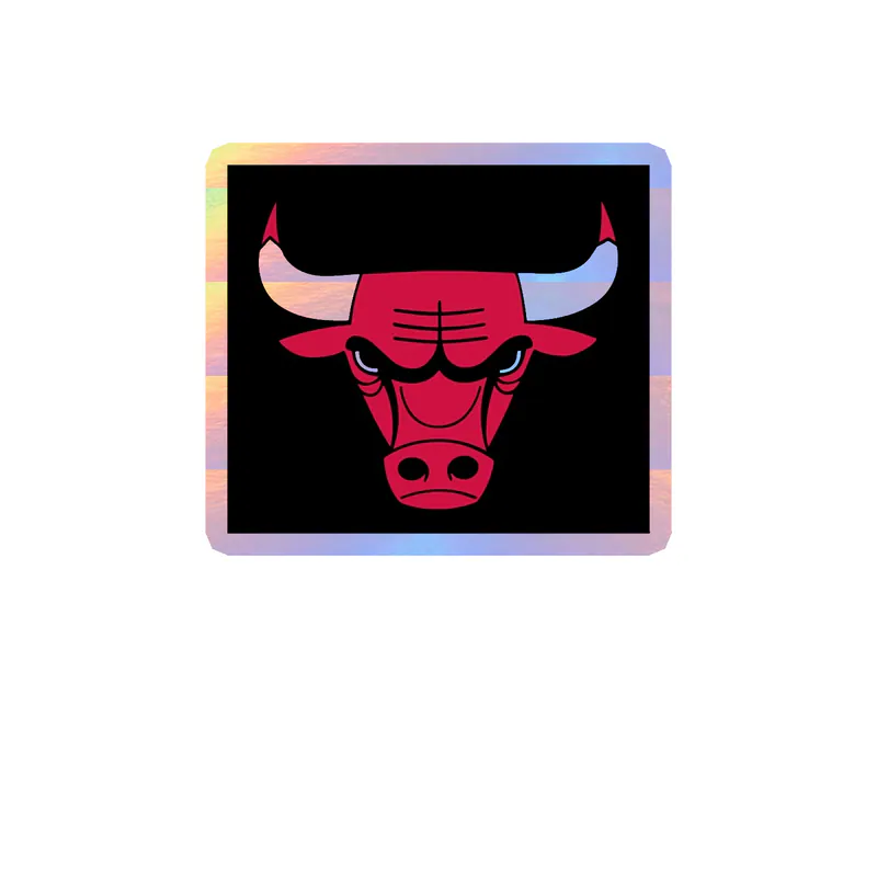 Chicago Bulls - Black Square With Bull Head - Holographic Vinyl Sticker - Custom Size