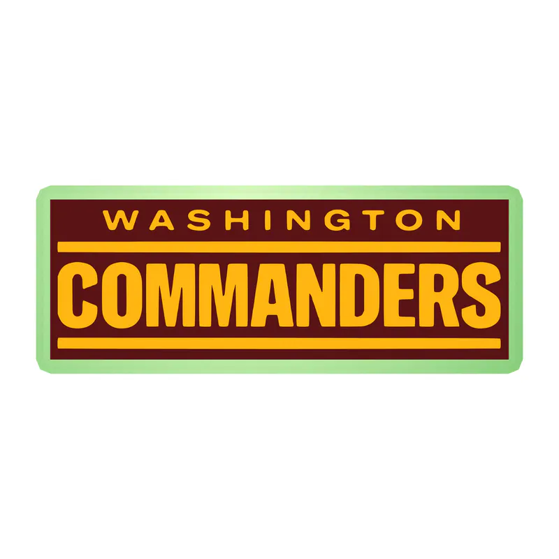 Washington Commanders - Burgundy Rectangle, Yellow Words- Glow in the Dark Vinyl Sticker - Custom Size