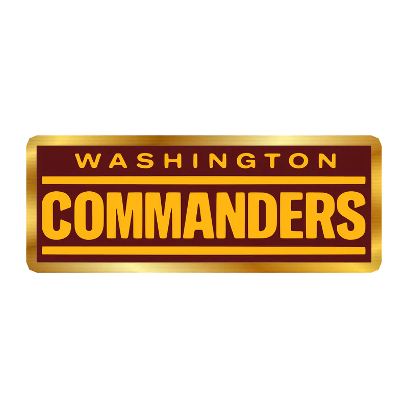 Washington Commanders - Burgundy Rectangle, Yellow Words- Gold Chrome Vinyl Sticker - Custom Size