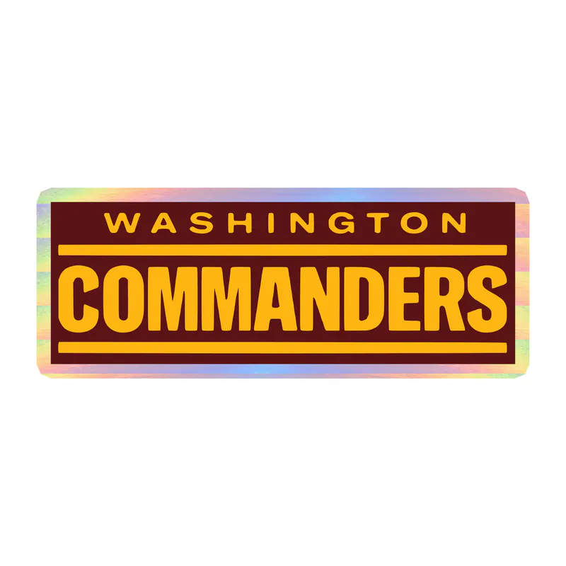 Washington Commanders - Burgundy Rectangle, Yellow Words- Holographic Vinyl Sticker - Custom Size