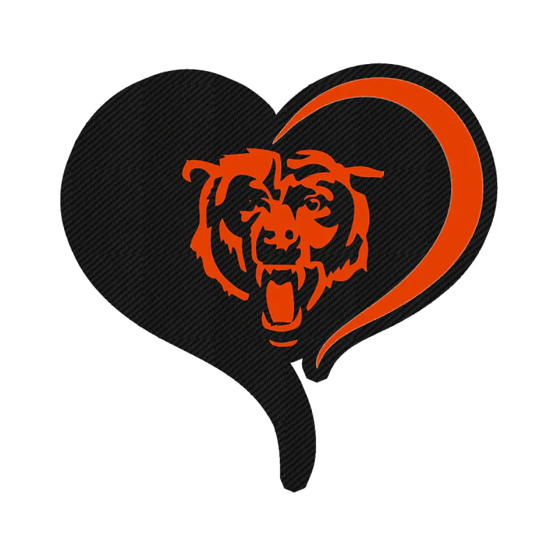 Chicago Bears - Head wit Heart - Carbon Fiber Vinyl Sticker - Custom Size