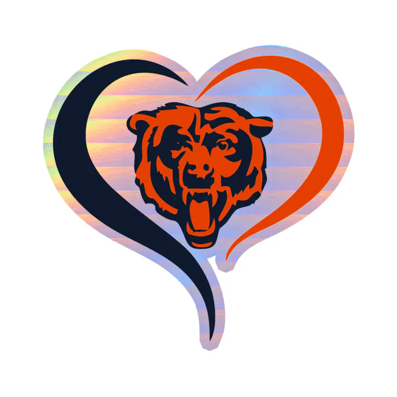 Chicago Bears - Head wit Heart - Holographic Vinyl Sticker - Custom Size