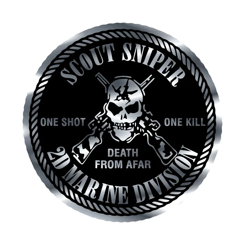 Marine Corp Scout Sniper 317 Silver Chrome Vinyl Decal