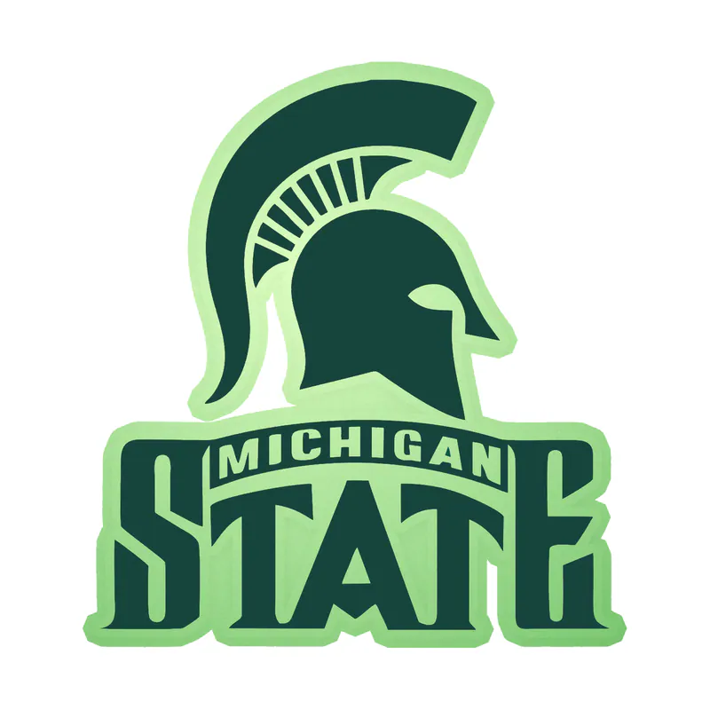 Michigan State Spartans- Helmet with Logo Name- Glow in the Dark Vinyl Decal - Custom Size