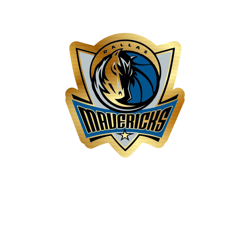 Dallas Mavericks - Shield With Half Horse Half Basketball - Gold Chrome Vinyl Sticker - Custom Size