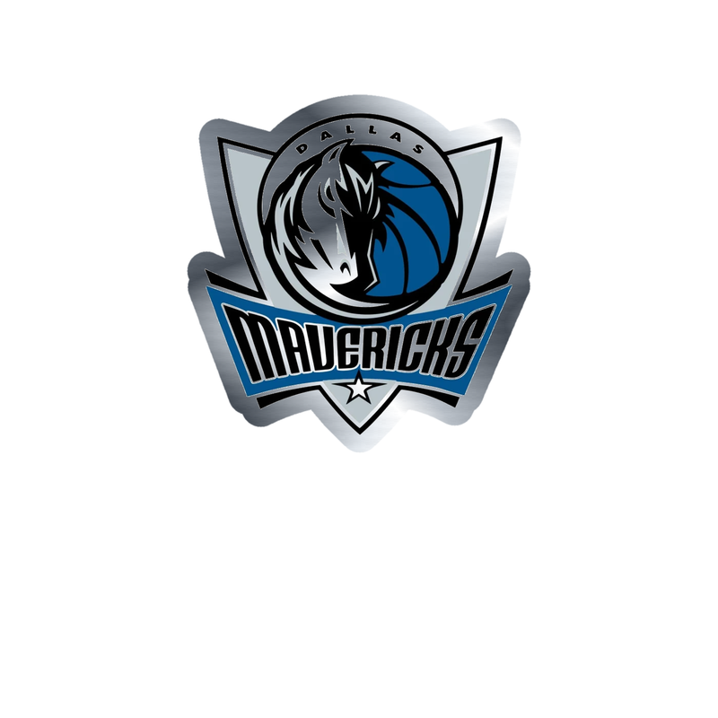 Dallas Mavericks - Shield With Half Horse Half Basketball - Silver Chrome Vinyl Sticker - Custom Size