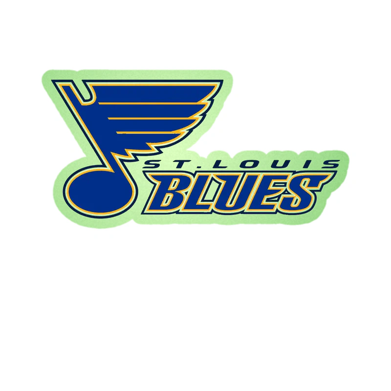 St Louis Blues - Note With Name On Side - Glow in the Dark Vinyl Sticker - Custom Size