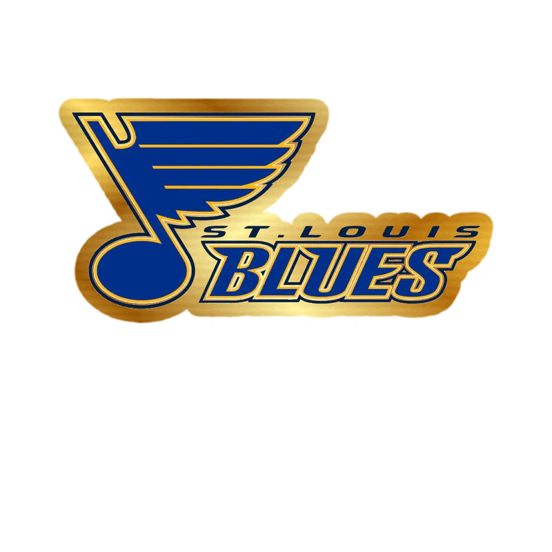 St Louis Blues - Note With Name On Side - Gold Chrome Vinyl Sticker - Custom Size