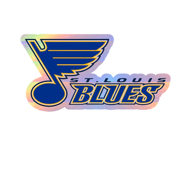 St Louis Blues - Note With Name On Side - Holographic Vinyl Sticker - Custom Size