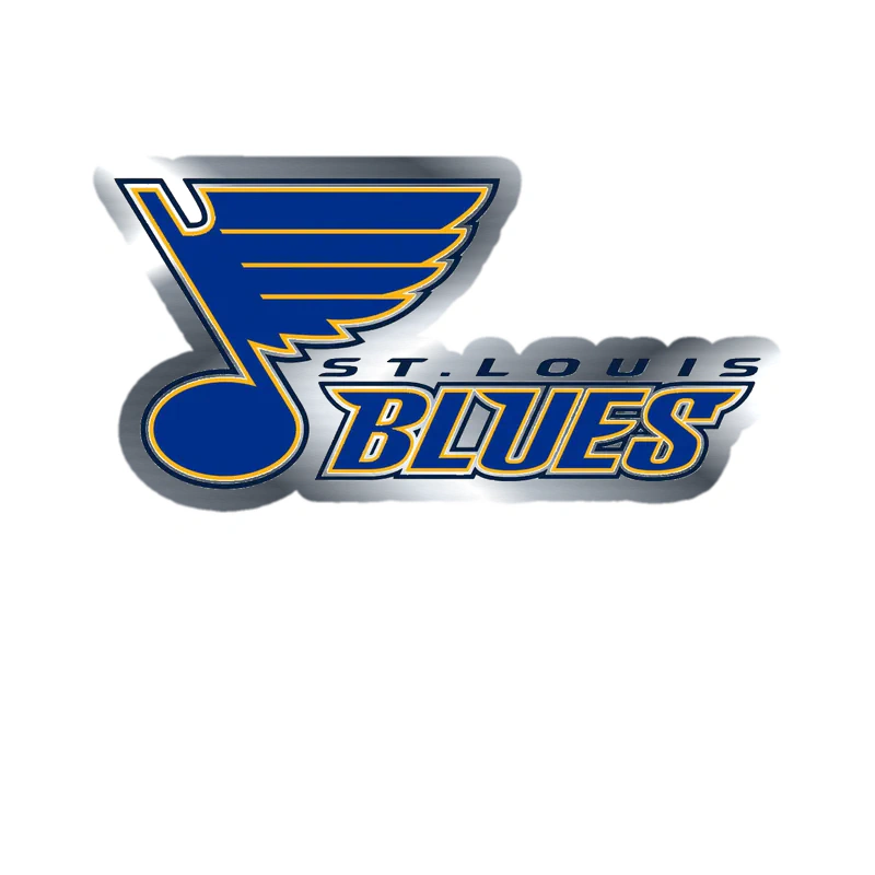 St Louis Blues - Note With Name On Side - Silver Chrome Vinyl Sticker - Custom Size