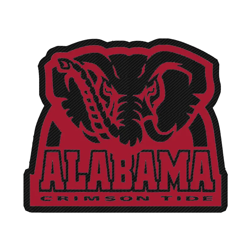 Alabama Crimson Tide - Gray and Crimson Elephant 2 - Carbon Fiber Vinyl Decal - Custom Size