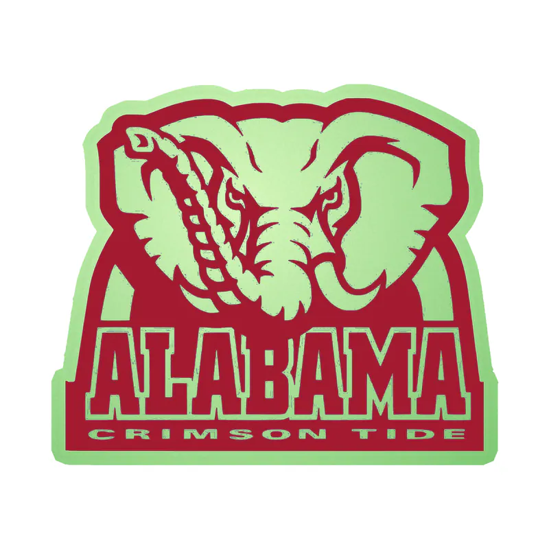 Alabama Crimson Tide - Gray and Crimson Elephant 2 - Glow in the Dark Vinyl Decal - Custom Size