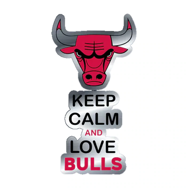 Chicago Bulls - Keep Calm And Love Bulls - Silver Chrome Vinyl Sticker - Custom Size