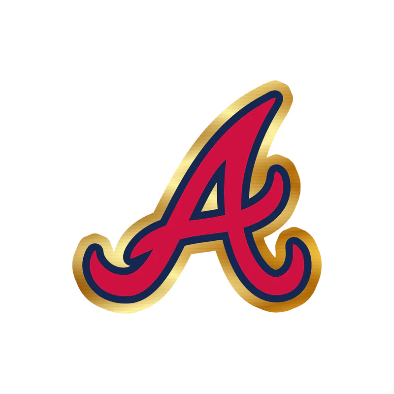 Atlanta Braves - Red A - Gold Chrome Vinyl Sticker - Custom Size