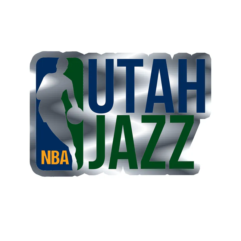 Utah Jazz - Image 1 - Silver Chrome Vinyl Sticker - Custom Size