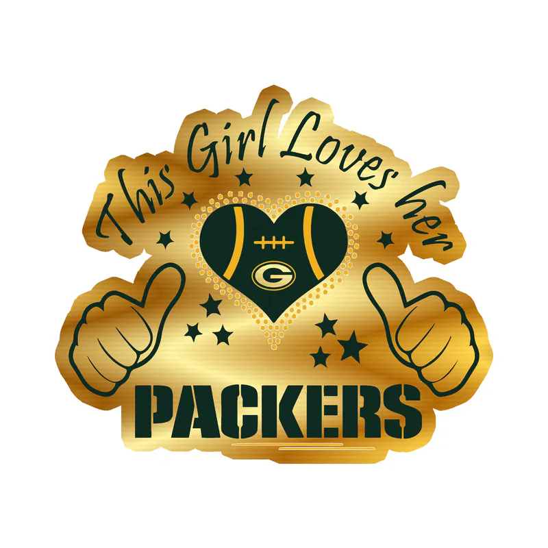 Green Bay Packers - Image 19 - Gold Chrome Vinyl Sticker - Custom Size