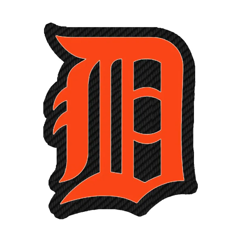 Detroit Tigers - Orange D - Carbon Fiber Vinyl Sticker - Custom Size