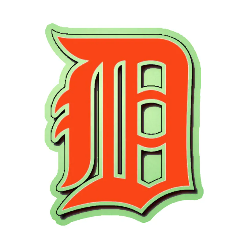 Detroit Tigers - Orange D - Glow in the Dark Vinyl Sticker - Custom Size